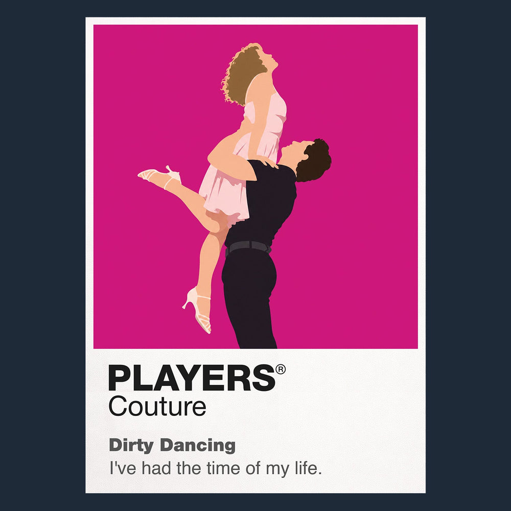 Dirty Dancing Baby and Johnny's poised final lift at Kellerman's summer resort Icon Frame artwork in navy