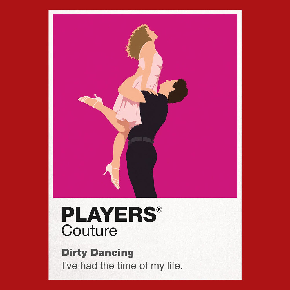 Dirty Dancing Baby and Johnny's poised final lift at Kellerman's summer resort Icon Frame artwork in red