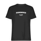 Dishonored t-shirt – black men's t-shirt with white Dishonored letters and Players Couture logo on the chest