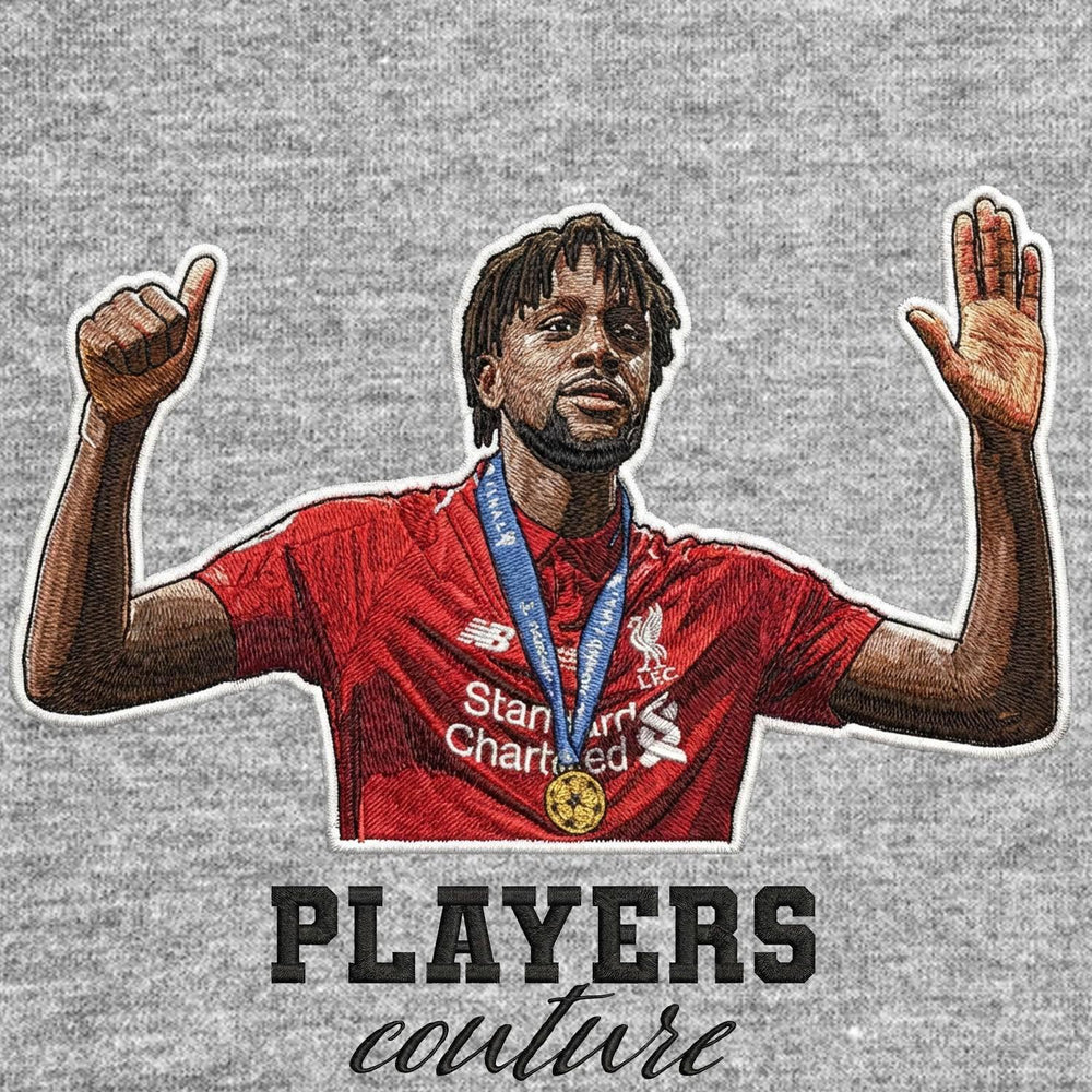 Divock Origi Badge Men's Hoodie – close-up detail shot of the Divock Origi Players Couture logo design