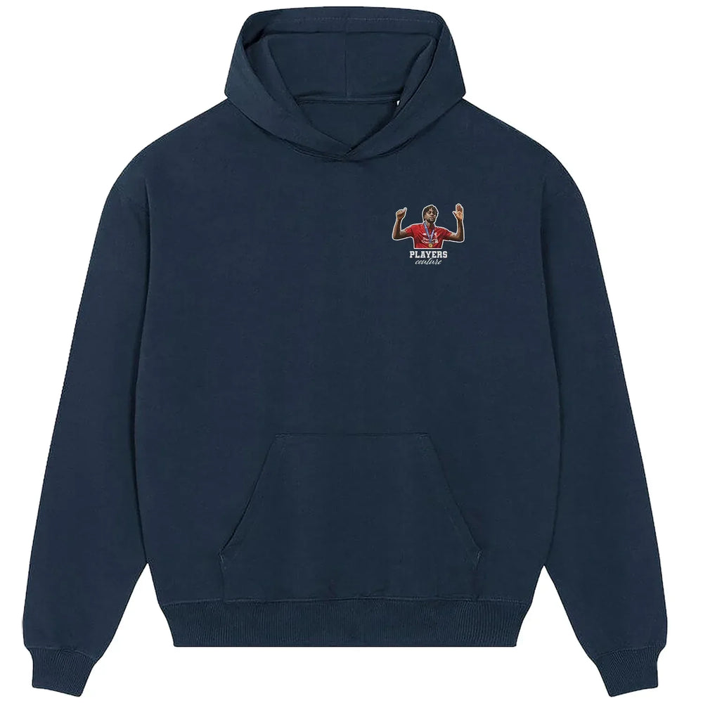 Divock Origi hoodie – navy men's hoodie featuring the Divock Origi Players Couture logo