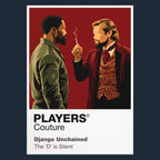 Django Unchained Django's blue suit, gunslinger stance and journey to rescue Broomhilda Icon Frame artwork in navy