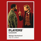 Django Unchained Django's blue suit, gunslinger stance and journey to rescue Broomhilda Icon Frame artwork in red