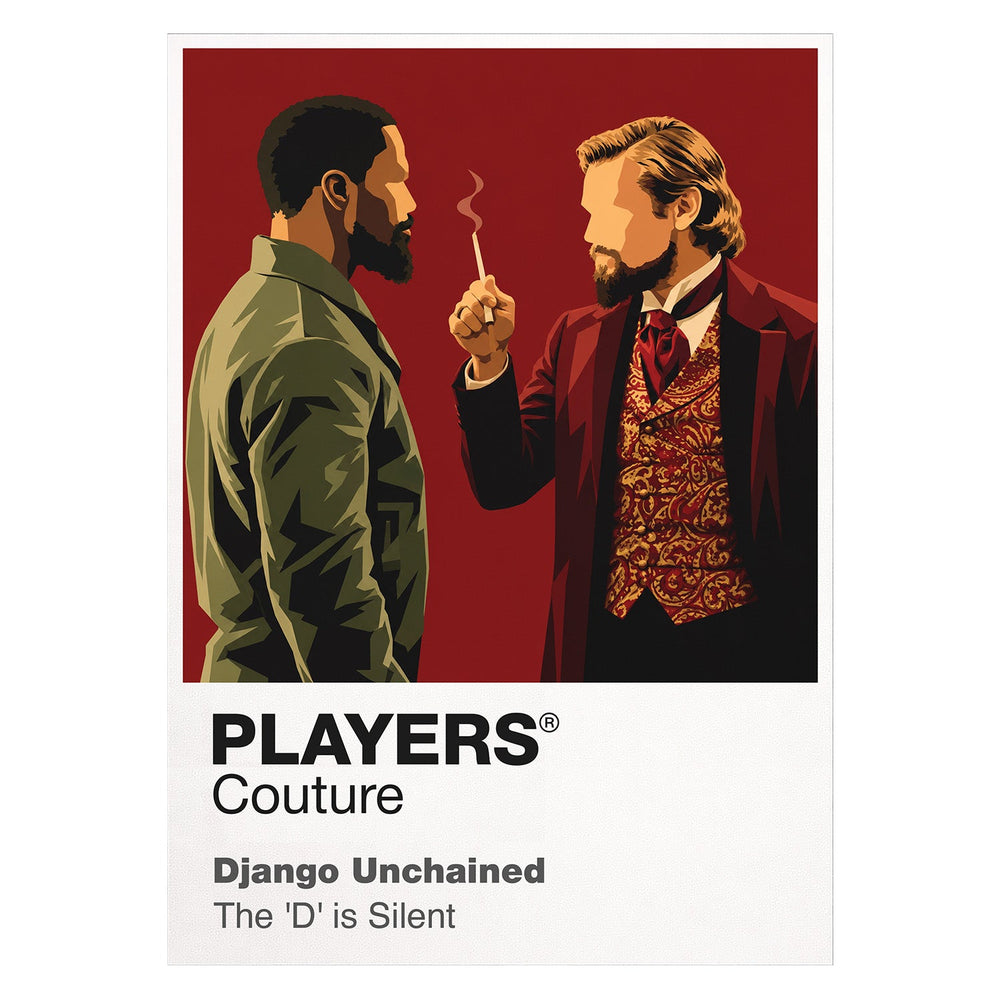 Django Unchained Django's blue suit, gunslinger stance and journey to rescue Broomhilda Icon Frame artwork on white