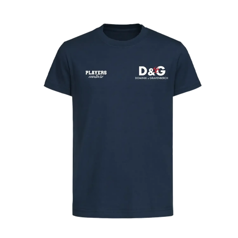 Dominik & Gravenberch t-shirt – navy kids' t-shirt featuring the Dominik & Gravenberch Players Couture logo
