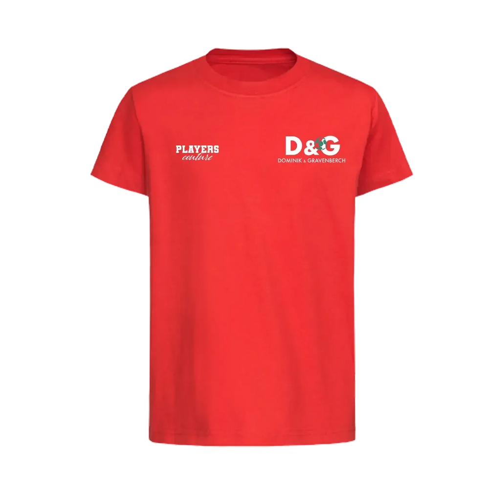 Dominik & Gravenberch t-shirt – red kids' t-shirt featuring the Dominik & Gravenberch Players Couture logo