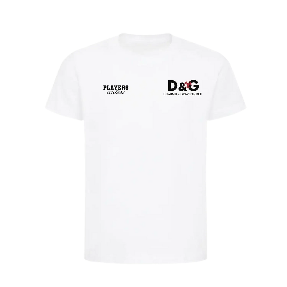 Dominik & Gravenberch t-shirt – white kids' t-shirt featuring the Dominik & Gravenberch Players Couture logo