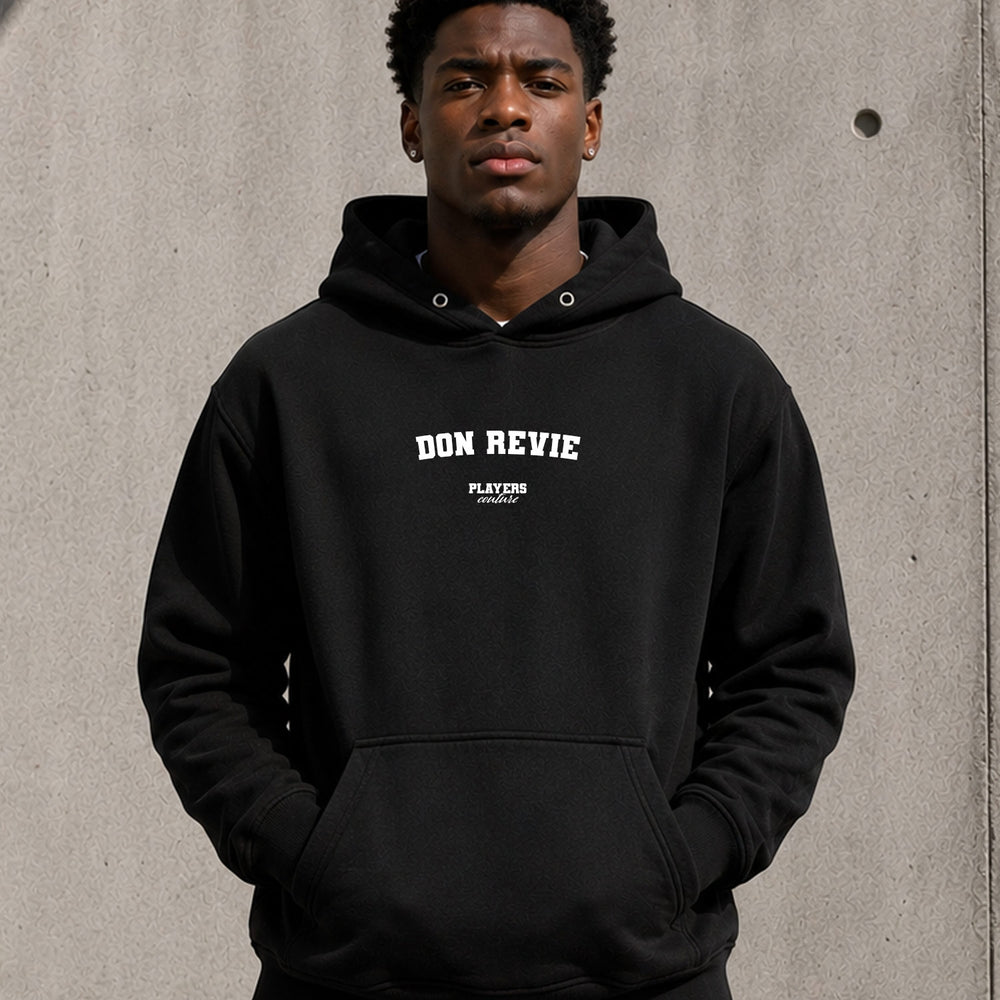 don-revie name-print hoodie - black