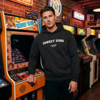 Donkey Kong hoodie – navy men's hoodie with white Donkey Kong letters and Players Couture logo on the chest