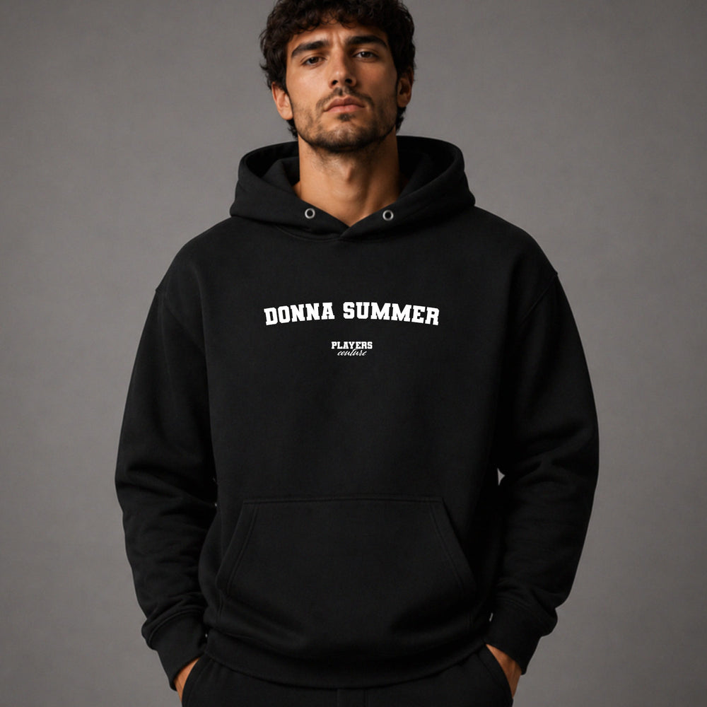 donna-summer name-print hoodie - black
