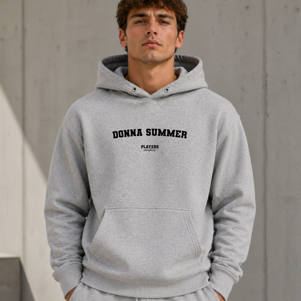 donna-summer name-print hoodie - grey