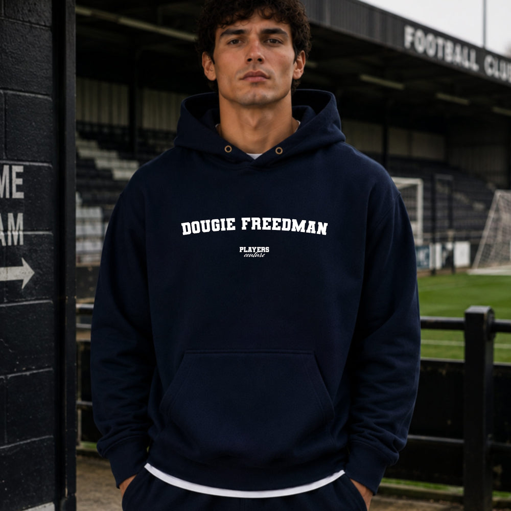 dougie-freedman name-print hoodie - navy