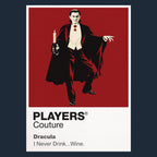 Dracula Bela Lugosi's formal cape, intense gaze and aristocratic Count Dracula silhouette Icon Frame artwork in navy
