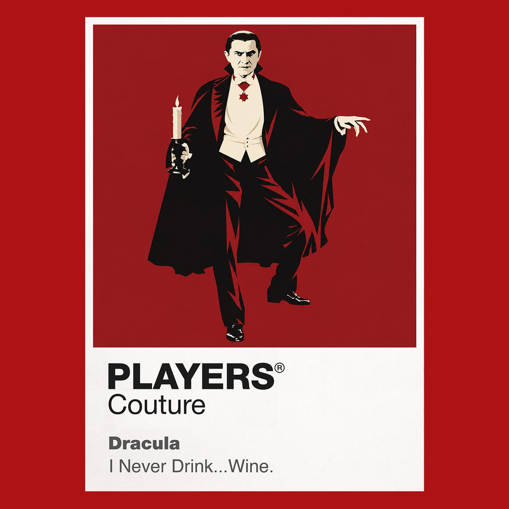 Dracula Bela Lugosi's formal cape, intense gaze and aristocratic Count Dracula silhouette Icon Frame artwork in red