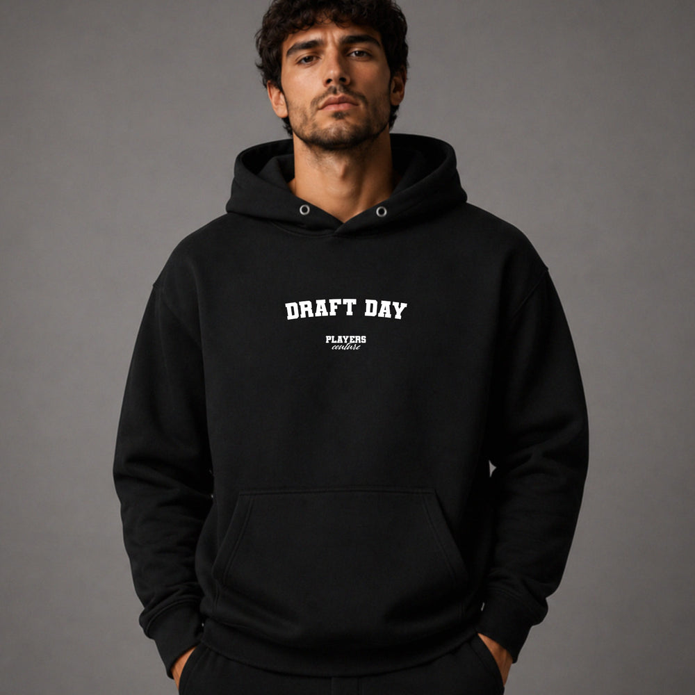 draft-day name-print hoodie - black