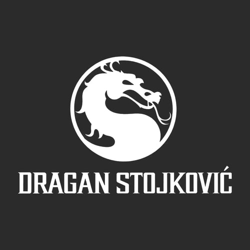 Dragan Stojkovic Logo Men's Hoodie – black close-up detail shot of the Dragan Stojkovic Players Couture logo design