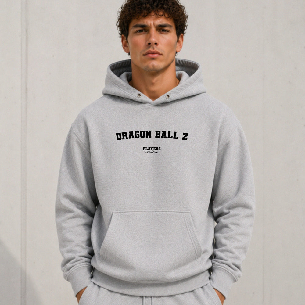 dragon-ball-z name-print hoodie - grey