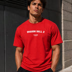 Dragon Ball Z Men's T-Shirt — lifestyle photo, Red t-shirt