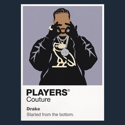 Drake Drake's composed Toronto rap and R&B visual identity Icon Frame artwork in navy
