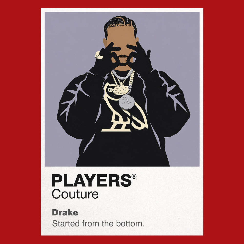 Drake the understated OVO-era silhouette associated with Toronto rap culture Icon Frame artwork in red