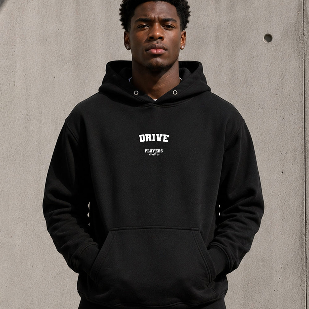 drive name-print hoodie - black