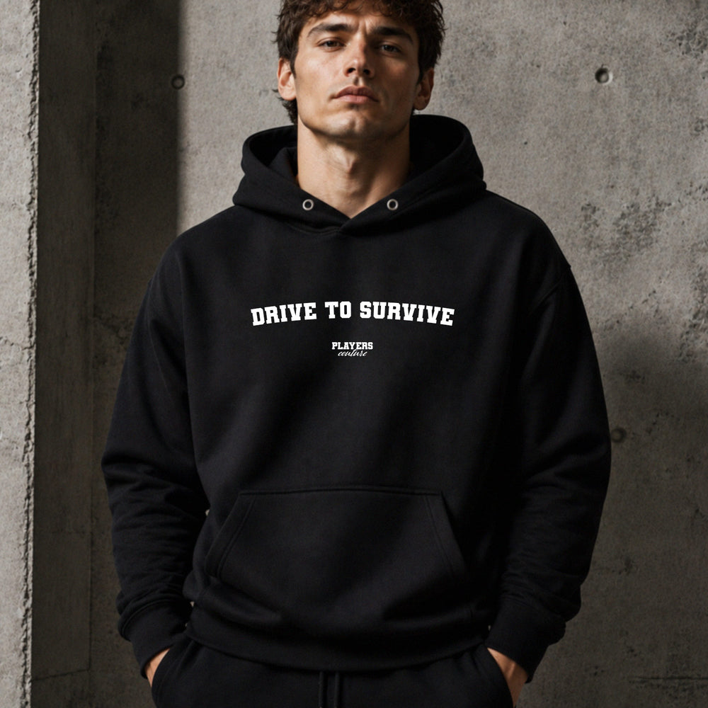 drive-to-survive name-print hoodie - black