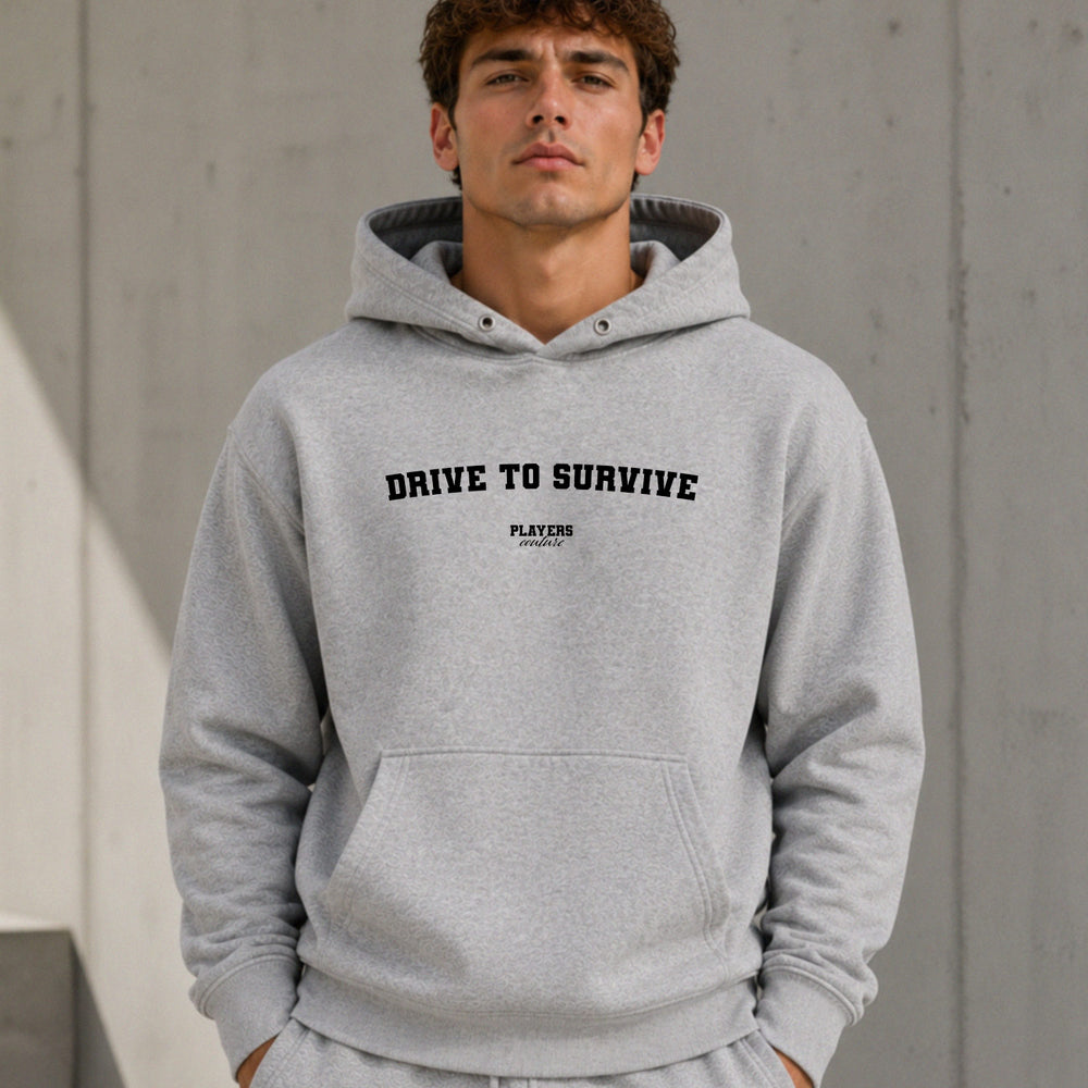 drive-to-survive name-print hoodie - grey