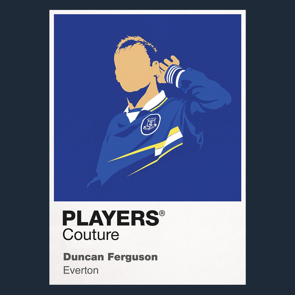 Duncan Ferguson Everton Icon Frame Men's Hoodie — Navy Artwork