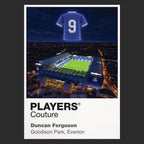 Duncan Ferguson Everton number 9 Icons in Lights Frame artwork in black