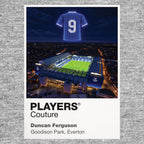 Duncan Ferguson Everton number 9 Icons in Lights Frame artwork in grey
