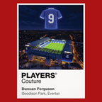 Duncan Ferguson Everton number 9 Icons in Lights Frame artwork in red