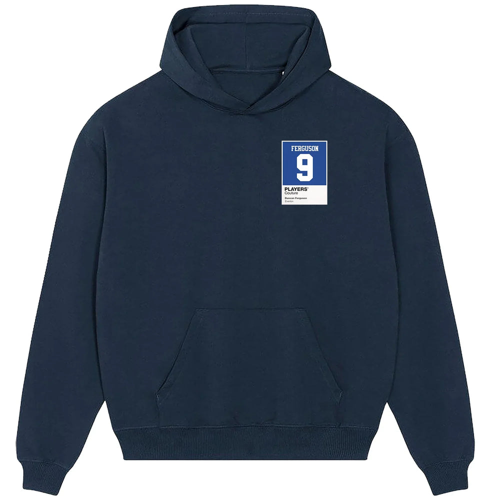 Duncan Ferguson 9 Football hoodie – navy men's hoodie featuring the Duncan Ferguson 9 Football Players Couture logo