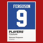 Duncan Ferguson 9 Football Shirt Frame Men's Hoodie – red close-up detail shot of the Duncan Ferguson 9 Football Players
