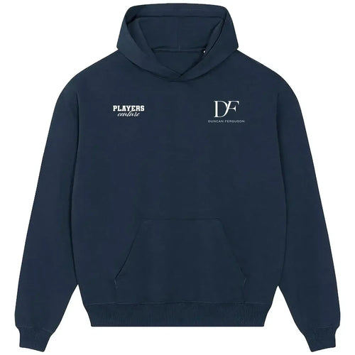 Duncan Ferguson hoodie – navy men's hoodie featuring the Duncan Ferguson Players Couture logo