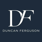 Duncan Ferguson Logo Men's T-Shirt – navy close-up detail shot of the Duncan Ferguson Players Couture logo design