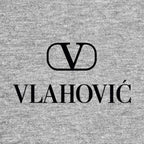 Dusan Vlahovic Logo Men's T-Shirt – grey close-up detail shot of the Dusan Vlahovic Players Couture logo design
