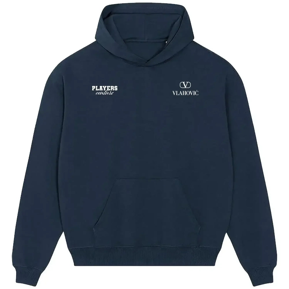 Dusan Vlahovic hoodie – navy men's hoodie featuring the Dusan Vlahovic Players Couture logo