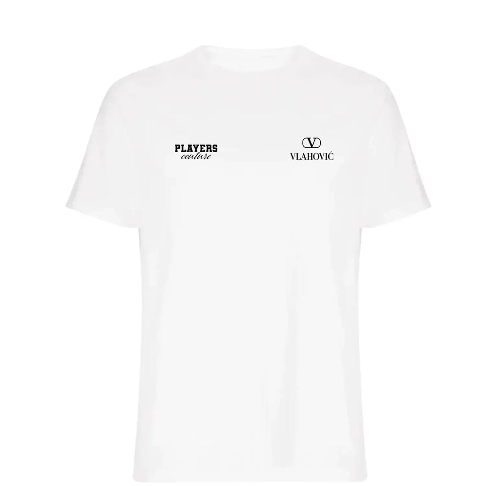 Dusan Vlahovic t-shirt – white men's t-shirt featuring the Dusan Vlahovic Players Couture logo