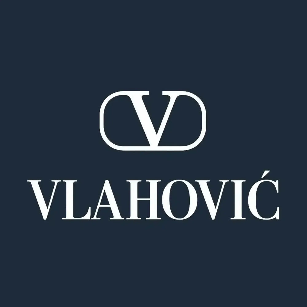 Dusan Vlahovic Logo Men's T-Shirt – navy close-up detail shot of the Dusan Vlahovic Players Couture logo design