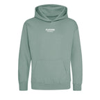 Essentials Collection hoodie – green kids' hoodie with white Essentials Collection letters and Players Couture logo on the