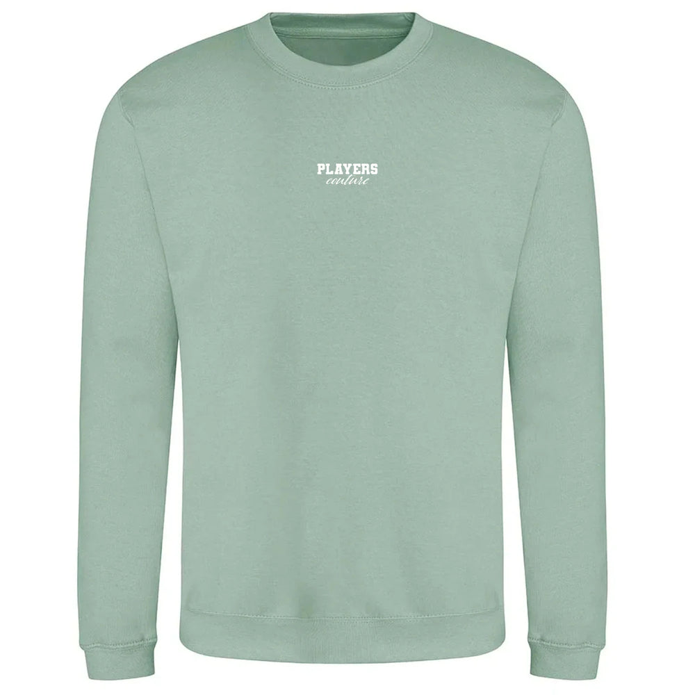 Essentials Collection hoodie – green men's hoodie with white Essentials Collection letters and Players Couture logo on the