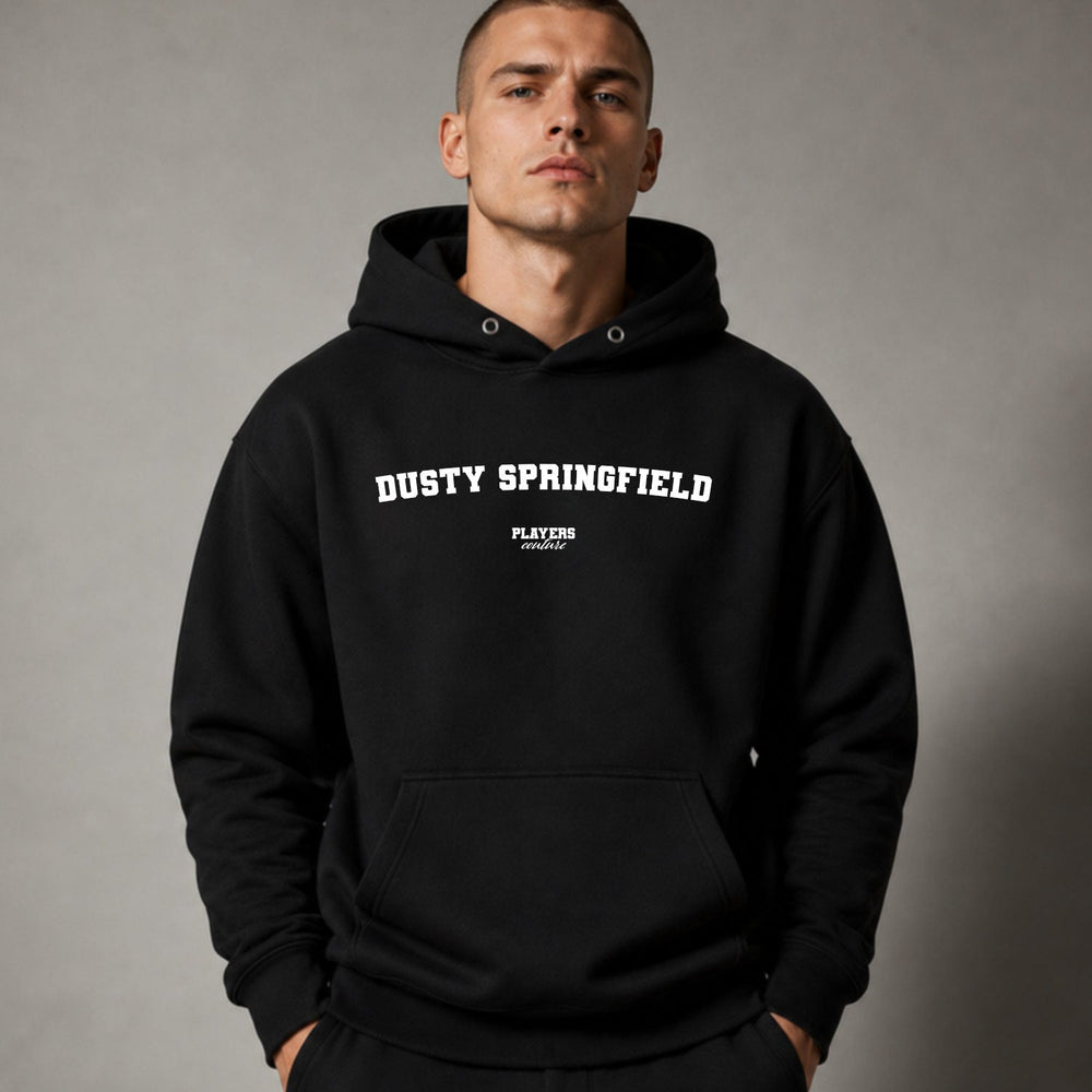 dusty-springfield name-print hoodie - black