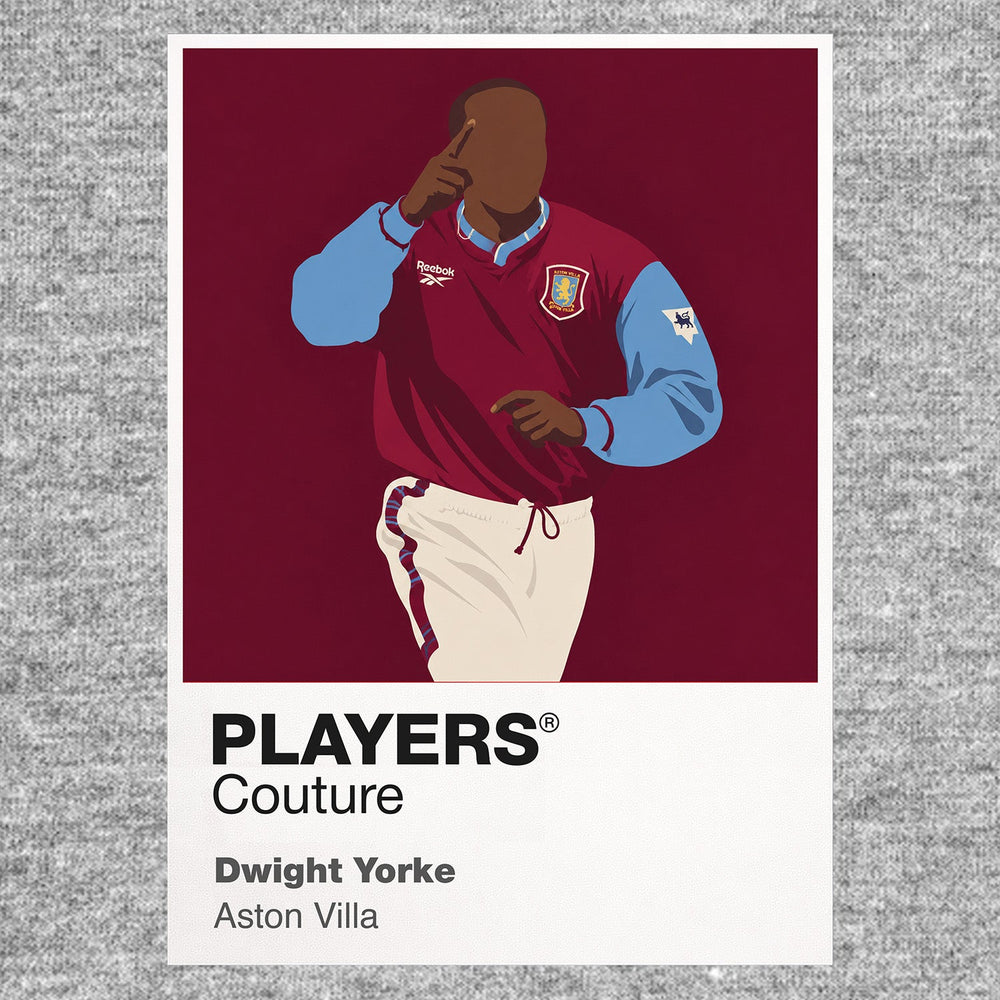 Dwight Yorke Aston Villa Icon Frame Men's Hoodie — Gray Artwork