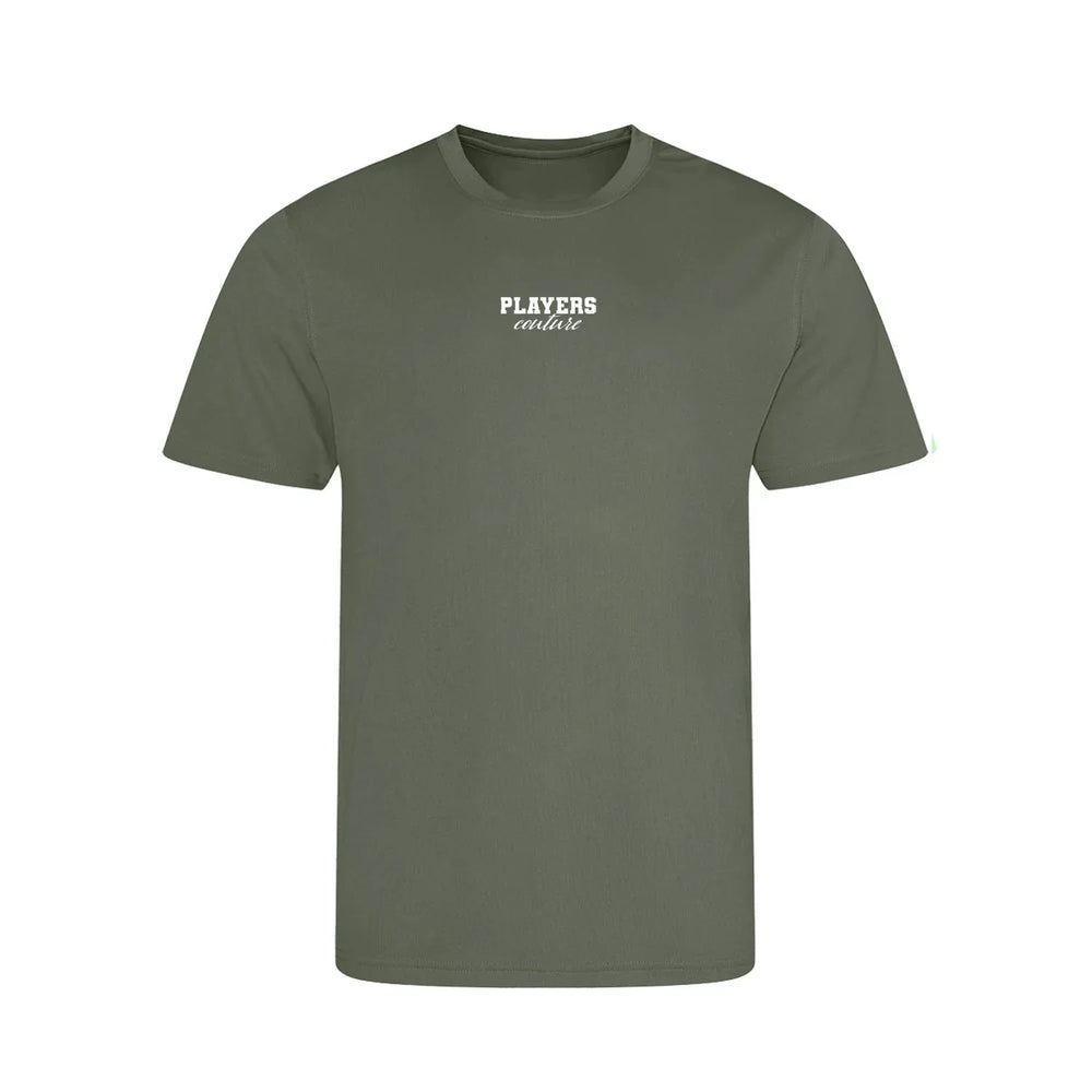 Essentials Collection t-shirt – green kids' t-shirt with white Essentials Collection letters and Players Couture logo on the
