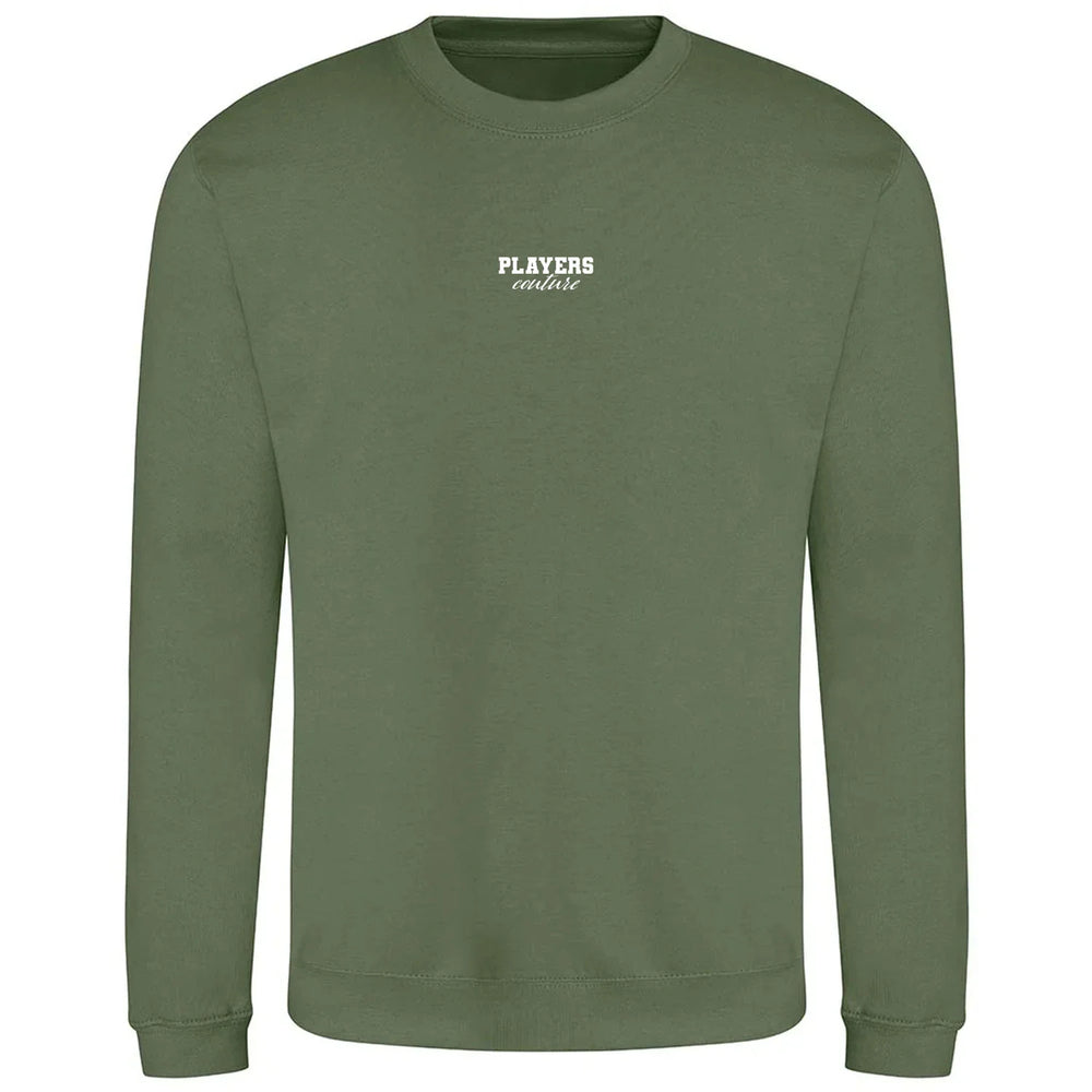 Essentials Collection hoodie – green men's hoodie with white Essentials Collection letters and Players Couture logo on the