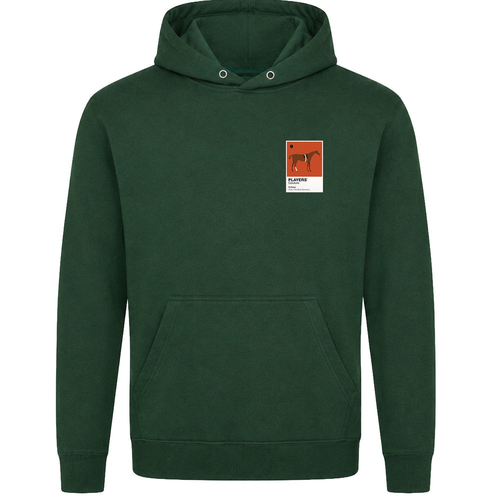 Eclipse horse racing hoodie – mens forest green hoodie view