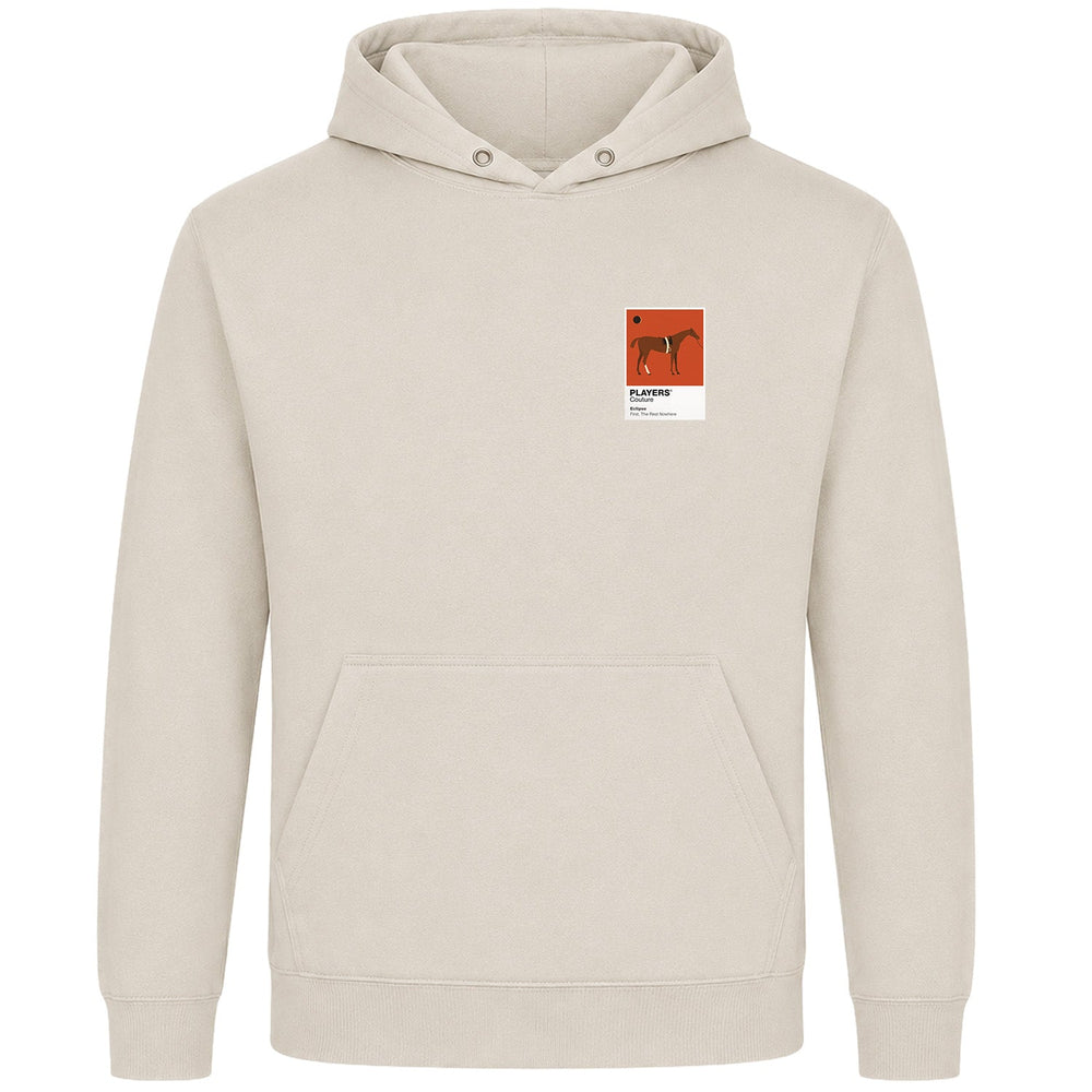 Eclipse horse racing hoodie – mens stone hoodie view
