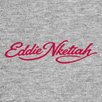 Eddie Nketiah Logo Men's Hoodie – grey close-up detail shot of the Eddie Nketiah Players Couture logo design