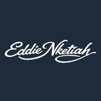 Eddie Nketiah Logo Men's Hoodie – navy close-up detail shot of the Eddie Nketiah Players Couture logo design