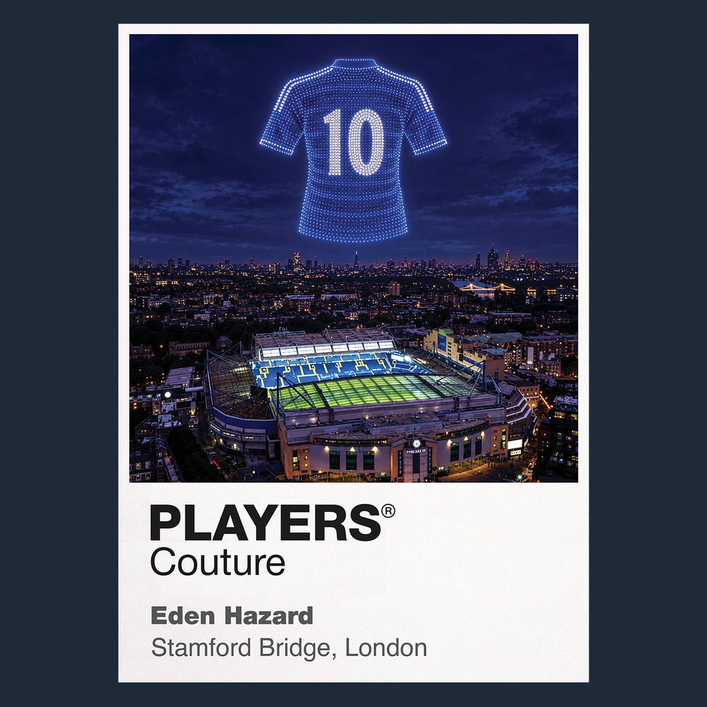 Eden Hazard Chelsea number 10 Icons in Lights Frame artwork in navy